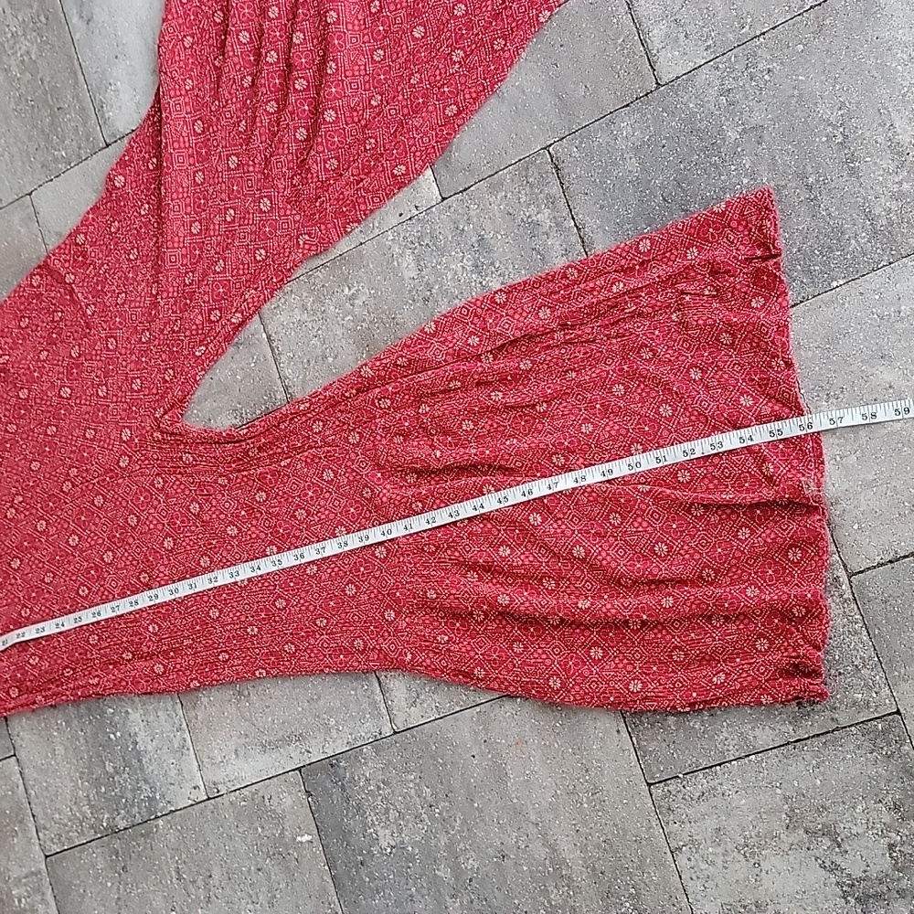 Timing Red Flare-Leg Jumpsuit Smocked Bodice Adjustable Straps Sz L - Picture 6 of 11